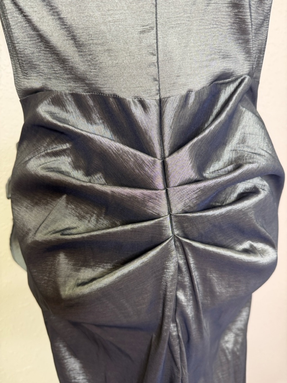 Xscape Olive Green Off-Shoulder Ruffled Satin Gown - Picture 7 of 14